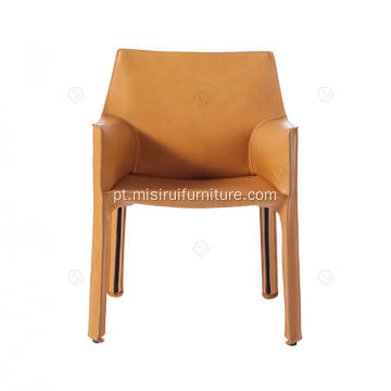 Cadeiras de jantar de cabine de couro de sela laranja
